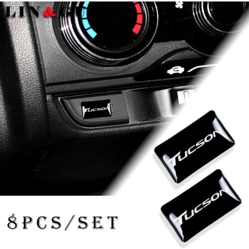 8pcs Steering wheel 3D Epoxy Car Styling fit for Hyundai Tucson Solaris I30 Creta Ix35 I40 IX20 Veloster Car Sticker Emblem