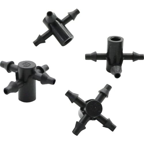 4mm to 4-way 3/5mm barb connector drip irrigation pipe joint system water divider agricultural dripper pipe fittings 50pcs