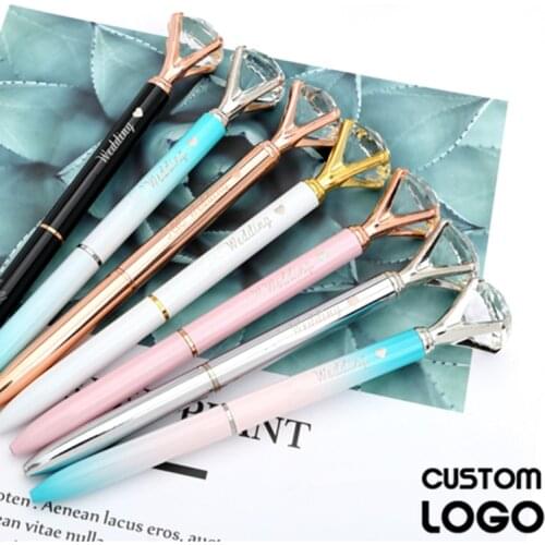 Big Carat Diamond Crystal Pen Gem Ballpoint Pen Custom Logo Advertising Ball Pens for School Student Stationery Office Supplies