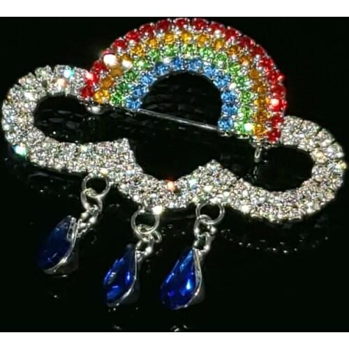 Crystal Handmade Colorful Rainbow Brooch Pin for Women/Girls Cartoon Creative Mini Rainbow Rhinestone Lapel Pins Hat Badge