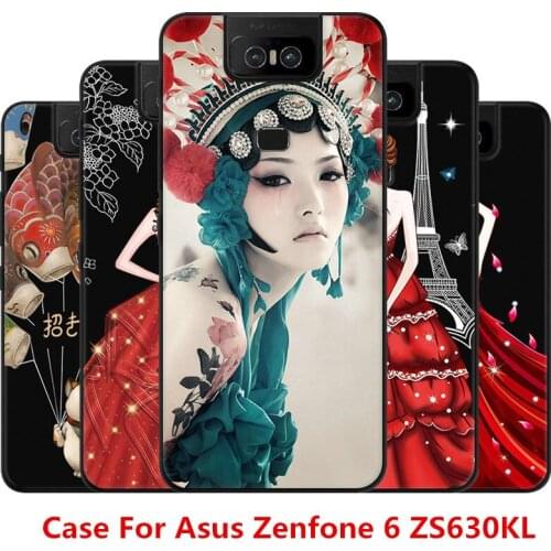 Cartoon Red Dress Girl Case For Asus Zenfone 6 ZS630KL/For ASUS Zenfone 5 2018 ZS620KL/ZE620KL,TPU Painting Case.18 Colors