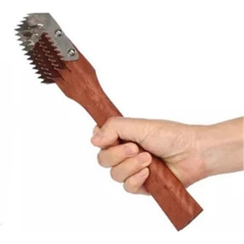 Wooden wood handle Fish Skin Brush Fast Remove Fish Scale Scraper Planer cut Fish Scaler Fishing Knife Clean Kitchen Accessorie