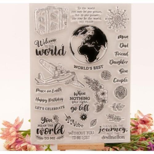 15.5*21.5cm Travel Transparent Seal Clear Silicone Stamp Cutting DIY Scrapbooking Rubber Coloring Embossing Diary Decor Reusable