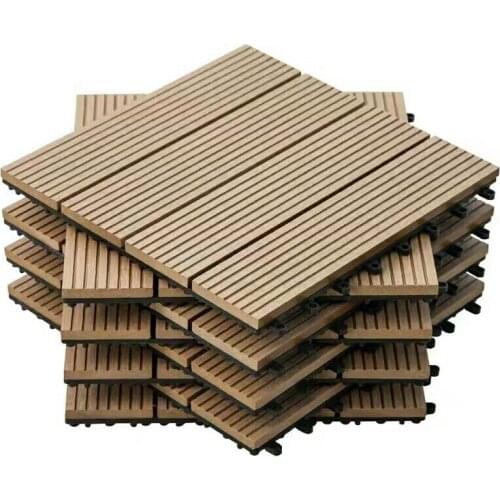 Enipate Ecological Wood Composite Decking Flooring DIY Anti Skid Wooden Floor Indoor and Outdoor Applications Stripe Pattern