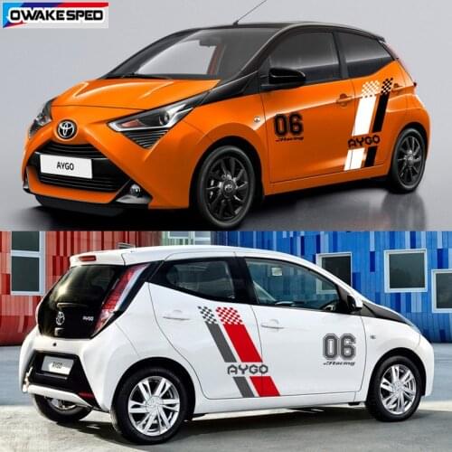 Racing Lattice Stripes Car Door Body Decor Sticker For-Toyota AYGO X-Style X-cite X-wave Both Side Auto Customized Vinyl Decal