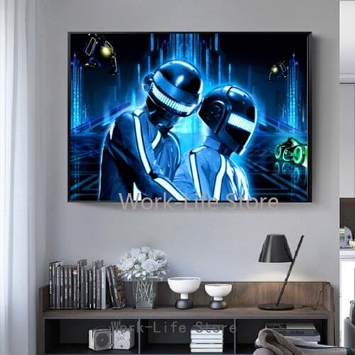 Daft Punk Starboy Bangalter Art Rap Music Album Star Canvas Oil Painting Poster and Prints Wall Art Pictures for Living Room