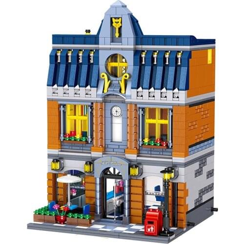 Architecture Building Blocks1367Pcs Creator City Street View Bricks Kit Coffee Shop Summer Hill Tavern Toy Gifts for Children