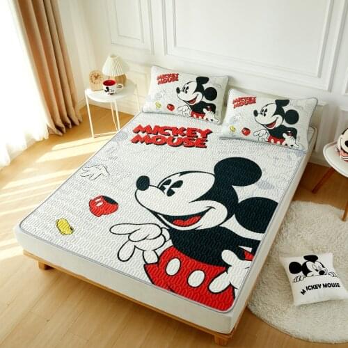 New Disney Classic Mickey Mouse Summer Sleeping Bed Mat Washable Bed Topper Sheet Cotton latex Kids Boys Girl Mattress Protector