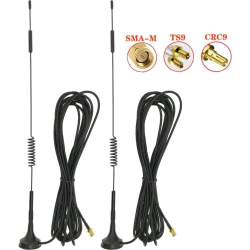 2PCS 700-2700 MHz 12dBi 2G 3G 4G LTE Magnetic Antenna TS9 SMA male CRC9 connector 5M Meter GSM external router antenna M