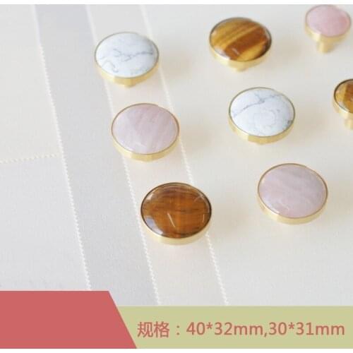 Natural Stone + Brass Furniture Handles Elegant Door Knobs and Handles for Cabinet Cupboard Drawer Pulls Wall Hanging Hooks