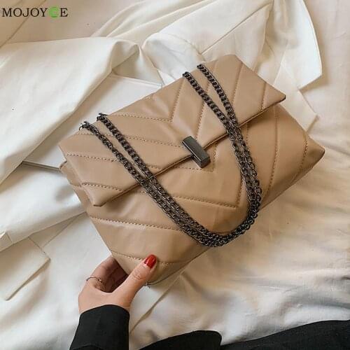 Fashion Women Solid Color Shoulder Bag Casual Chain PU Leather Messenger Bags Large Capacity Designer Shoulder Pouch Bags