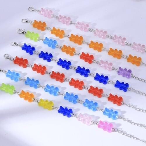 Fashion Candy Color Mini Gummy Bears Bracelets & Bangles for Women 12 Style Summer Kids Party Jewelry Cute DIY Trinket