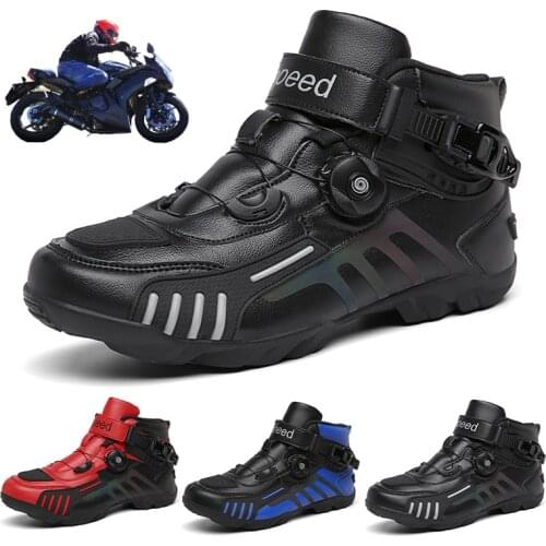 Mens Motorcycle Boots Fashion Casual Riding Shoes Microfiber Leather Motorcycle Street Racing Summer Breathable MotorcycleShoes