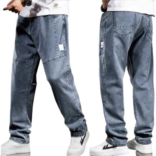 Man Loose Jeans Hiphop Skateboard Jean Baggy Denim Pants Street Men Thin Cowboy Trousers Plus Size 28-44