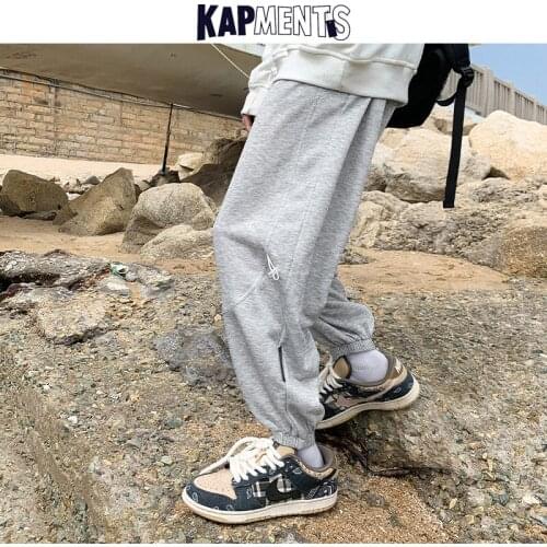 KAPMENTS Men Vintage Harajuku Japanese Streetwear Sweatpants 2021 Mens Baggy Causal Korean Fashion Joggers Man Sweat Solid Pants