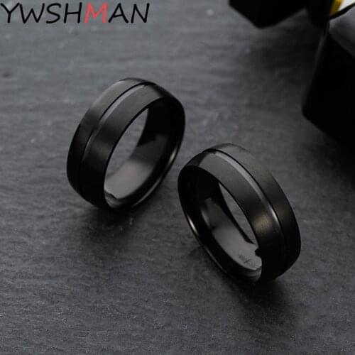 Mens Black Simple Ring Fashion Stainless Steel Ring Birthday Gift Party Mens Jewelry Joyas de hombre