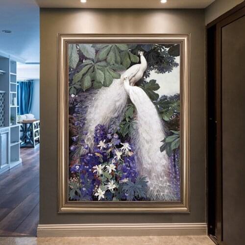 Needlework DIY Cross stitch For Full Embroidery kit European Couple White Peacock Cross-stitch sets Wall Home Decoration