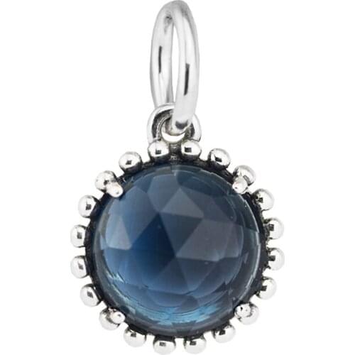 Genuine 925 Sterling Silver Charm Midnight Blue Crystal Dangle Beads for Jewelry Making Fits Original Charms Bracelet Berloque