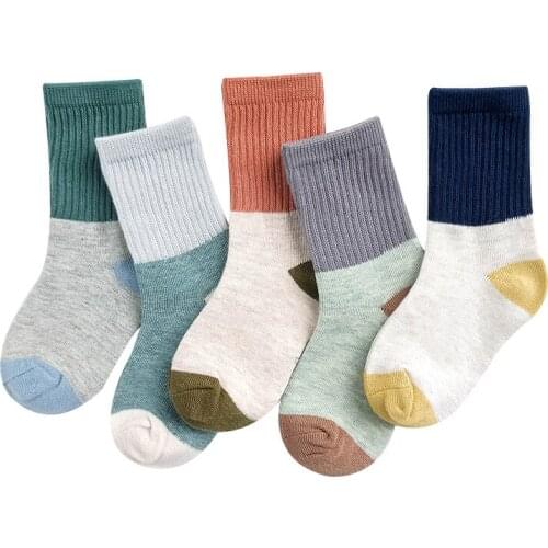 Baby Lotus 5 Pairs/lot New Soft Cotton Boys Girls Socks Cute Patchwork Kids Socks Autumn Winter Warm Socks For Children Gifts