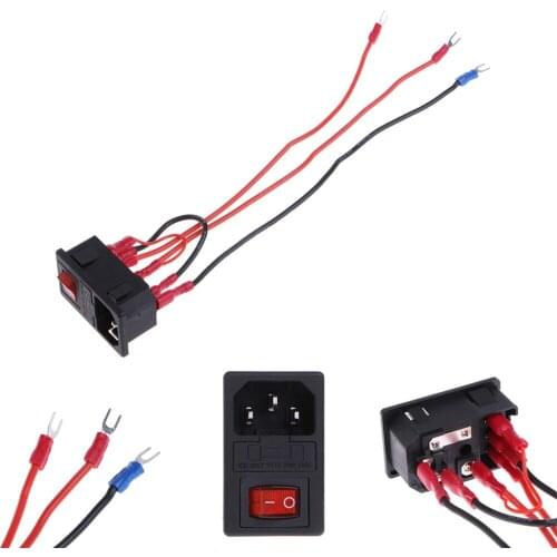 New 220V/110V 15A Inlet Male Plug Power Supply Socket With Fuse Switch 3D Printer Parts