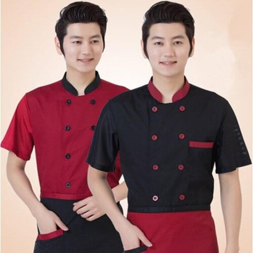 New short-sleeved chef clothing mens clothing uniforms breathable clothes summer clothing work services kitchen food service