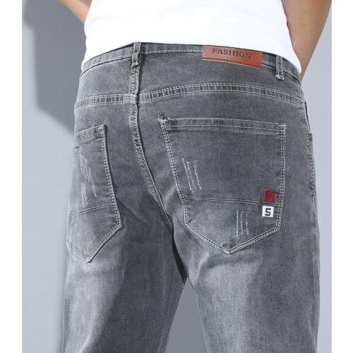 New Korean Style Men Jeans Pants 2021 Fashion Stretch Gray Skinny Jeans For Men Casual Slim Fit Denim Pants Male Trousers Jeans