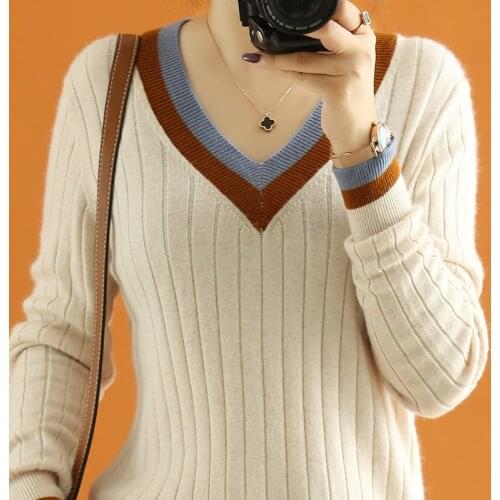 2020 Autumn Winter New Cashmere Sweater Women Sweater V-neck Sweater Loose Sweater Women Pullover Sweater O-neck Women Sweater