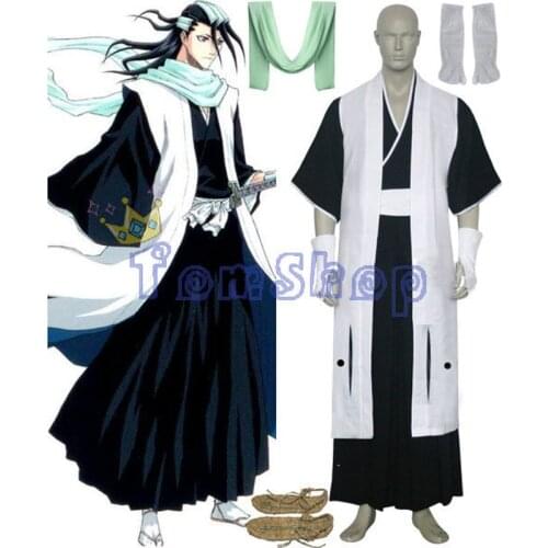 Bleach 6th Division Captain Kuchiki Byakuya Cosplay Kimono Uniform Suit Mens Halloween Costumes With Sandals Custom-made