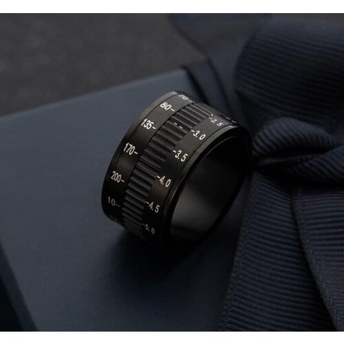 Whole Black Deisgn Idler Wheel With Number Printing Movable Ring Scale Machine Pattern Jewelry For People Personal Finger Band