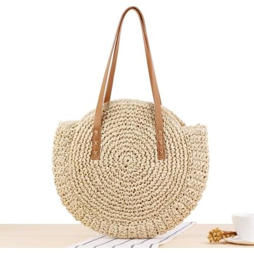 Casual Straw Women Shoulder Bags Wicker Woven Handbags Rattan Summer Beach Bag Large Capacity Tote Lady Big Purses Shopping Bags