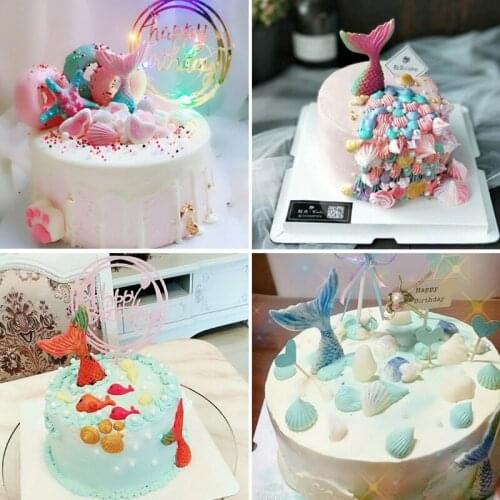Fondant Size Mermaid Tail Silicone Mold Conch Shell DIY Epoxy Mold Fondant Baking Tools Baking Tools for Cakes Chocolate Mold