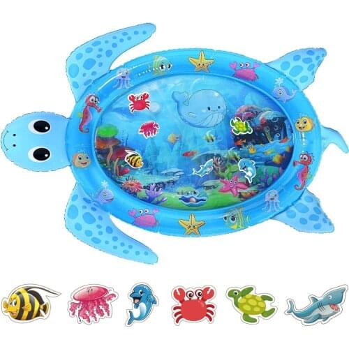 Tummy Time Water Mat, Baby Water Mat Infant Inflatable Play Mat for 3 6 9 12 Months Newborn Boys Girls-122cm*95cm
