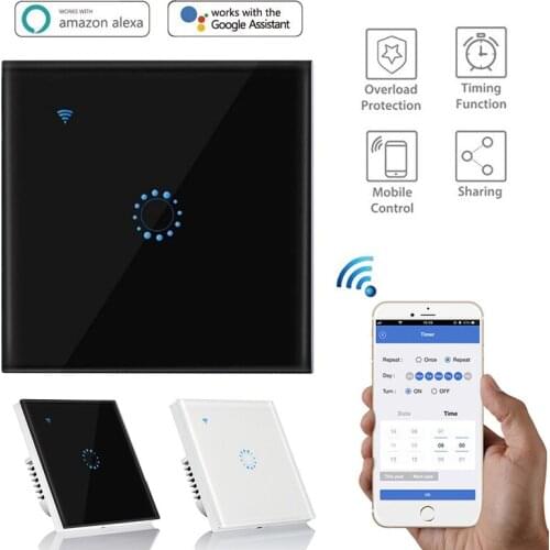 Touch Switch Smart Switch Panel Wall Switch 1/2/3 Gang WIFI Light Switch UK / EU Standard Work with Alexa Google Home