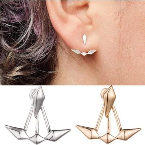 SMJEL New Fashion Punk Triangle Earrings for Women Ear Jackets Piercing Earring Vintage Geometric Stud Earrings Wedding Jewelry