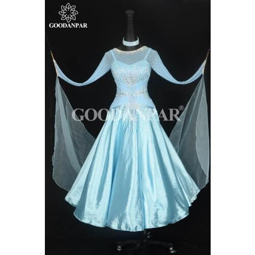 Modern dress for women ballroom dance competition dresses ballroom dance costume dance standard turquoise higher back