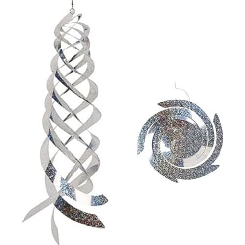 Bird Repellent Spiral Reflectors Silver Spinner Hanging Reflective Bird Deterrent Device Garden Scare Birds Away Anti Bird Repe