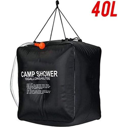 Water Bag 40L Solar Outdoor Shower Bag Portable Camping Shower Heating Hiking Waterzak with Hose for Camping