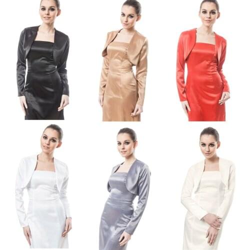Long Sleeve wedding jacket satin bolero jackets for Bridal Party Coat Free shipping Bridal Jacket Custom Made