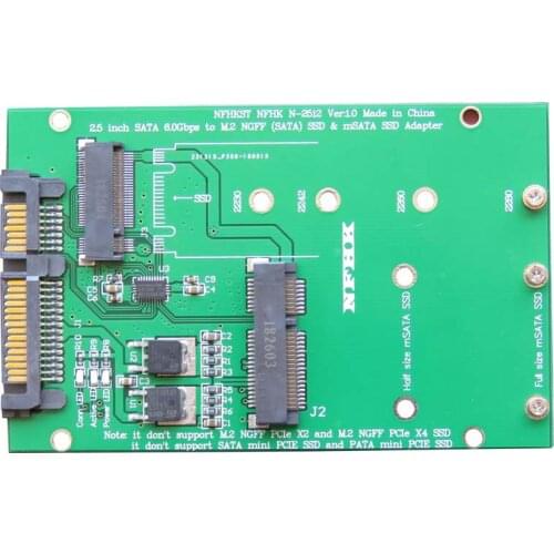 M.2+msata SSD Solid State Drive to Sata3 Conversion Card 2.5 Inch Ngff M2+msata Adapter Card Board
