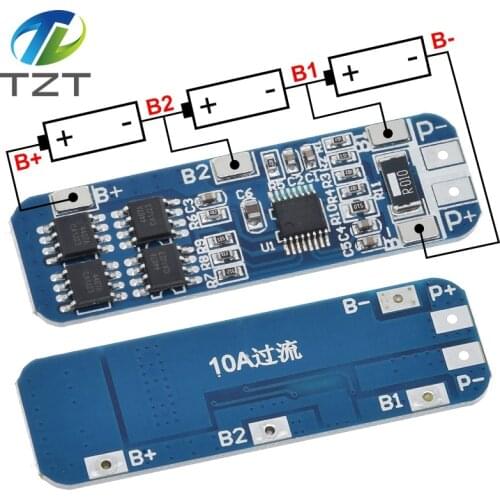 TZT 3S 12V 18650 10A BMS Charger Li-ion Lithium Battery Protection Board Circuit Board 10.8V 11.1V 12.6V Electric