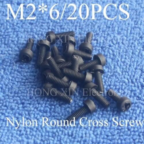 M2*6 black 20 pcs Round Head nylon Screw 6mm plastic screw Insulation Philips Screw brand new RoHS compliant PC/board screw bolt