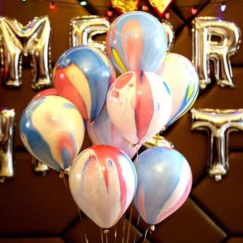Wed decor 10pcs 12 inch Painting Agate Balloon Colorful Cloud Air Balloon Birthday Party Ballon Decoration wedding toy wholesale