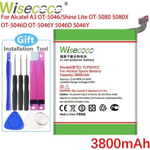 Wisecoco TLP024C1 TLP024CJ TLP024CC 3800mAh Battery For ALCATEL A3 OT-5046 / Shine Lite OT-5080 5080X OT-5046D OT-5046Y 5046D