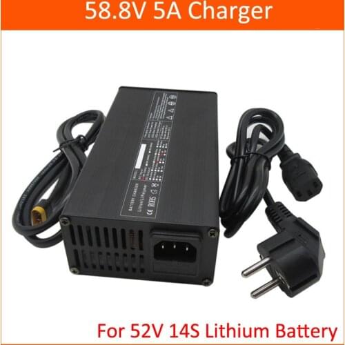 52V Ebike charger 58.8V 5A Fast charger use for 51.8V 52V 14S Electric bike Lithium battery pack XT60 Connector