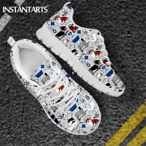 INSTANTARTS Nursing Shoes for Women VET Medicine Healthy Veterinary Cats Dogs Brand Designer Ladies Flats Sneaker Zapatos Mujer