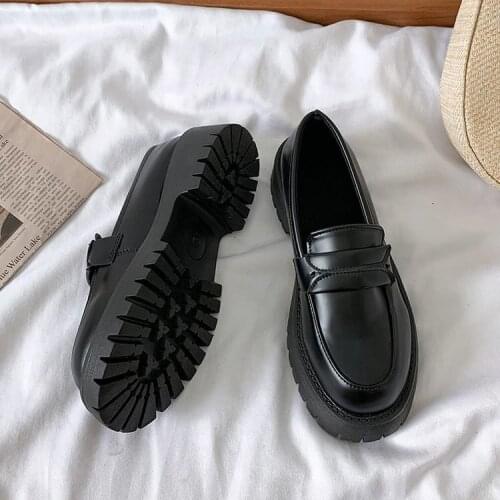 Shoes Woman Flats British Style Oxfords Autumn Casual Female Sneakers Clogs Platform Round Toe Dress New Preppy Leather Fall