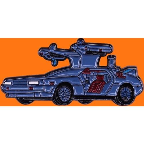 Back to the Future Movie Enamel Pin Creative Sports Car Metal Cartoon Brooch Collect Backpack Lapel Badges Fashion Jewelry Gifts