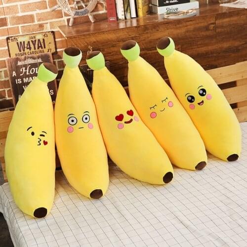 1pc 80/100CM Cute Banana Fruit Plush Toys Soft Stuffed Plant Pillow Dolls for Children Sleep Cushion Toy Birthday Gift for Kids