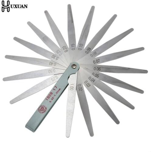 100mm Length Metric Feeler Gauge 17 Blade Gap Filler 0.02-1.00mm Thickness Measurement Layout Tool