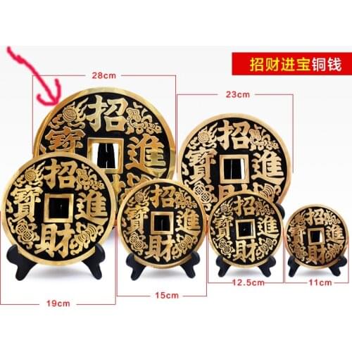 28CM large # HOME Lobby The entrance-hall town house efficacious Money Drawing lucky FENG SHUI Totems brass talisman statue